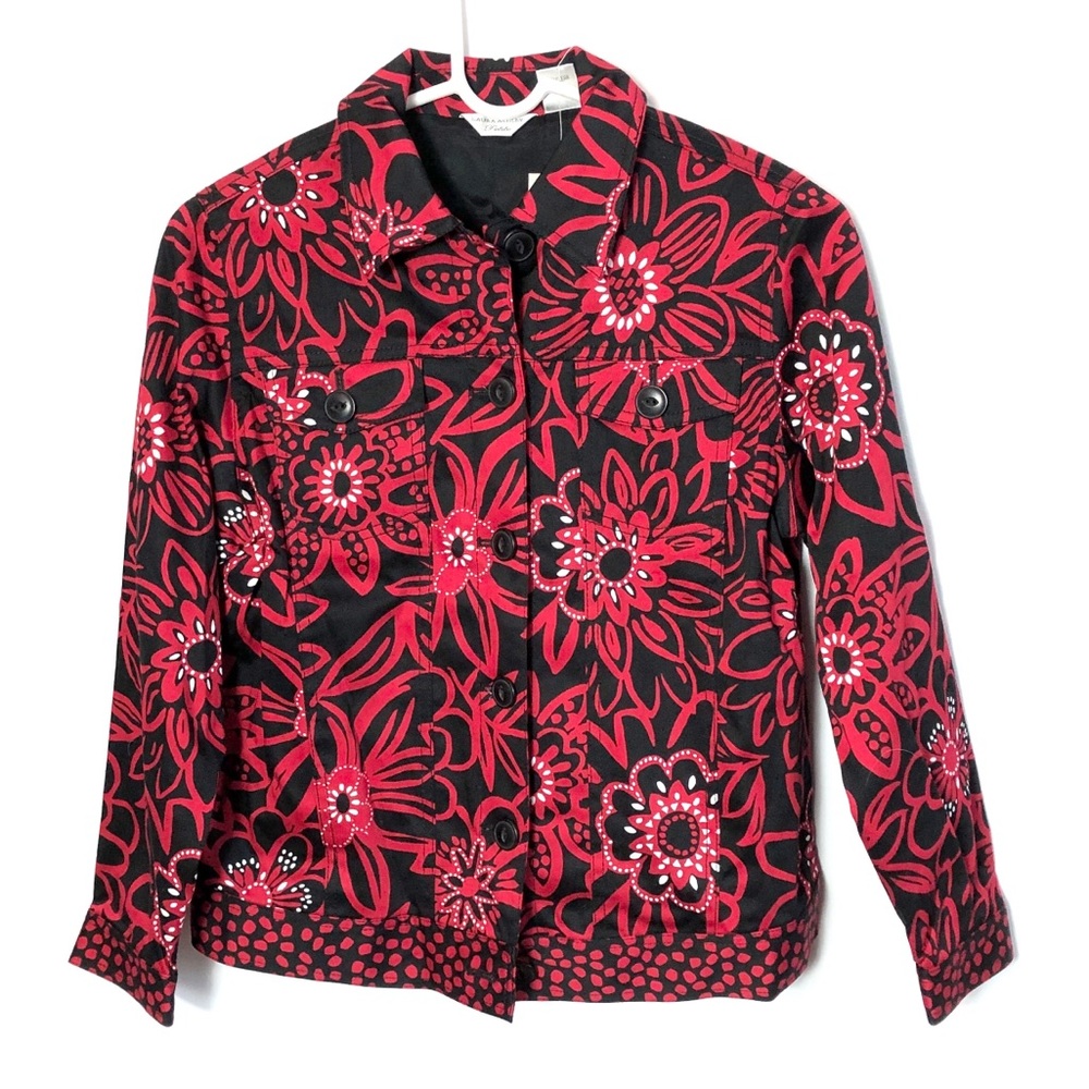 Laura Ashley petite red floral jacket NWT